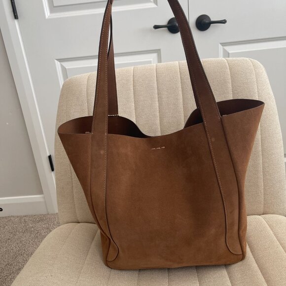 Hadley Tote Bag In Suede (color sienna) - Picture 2 of 8